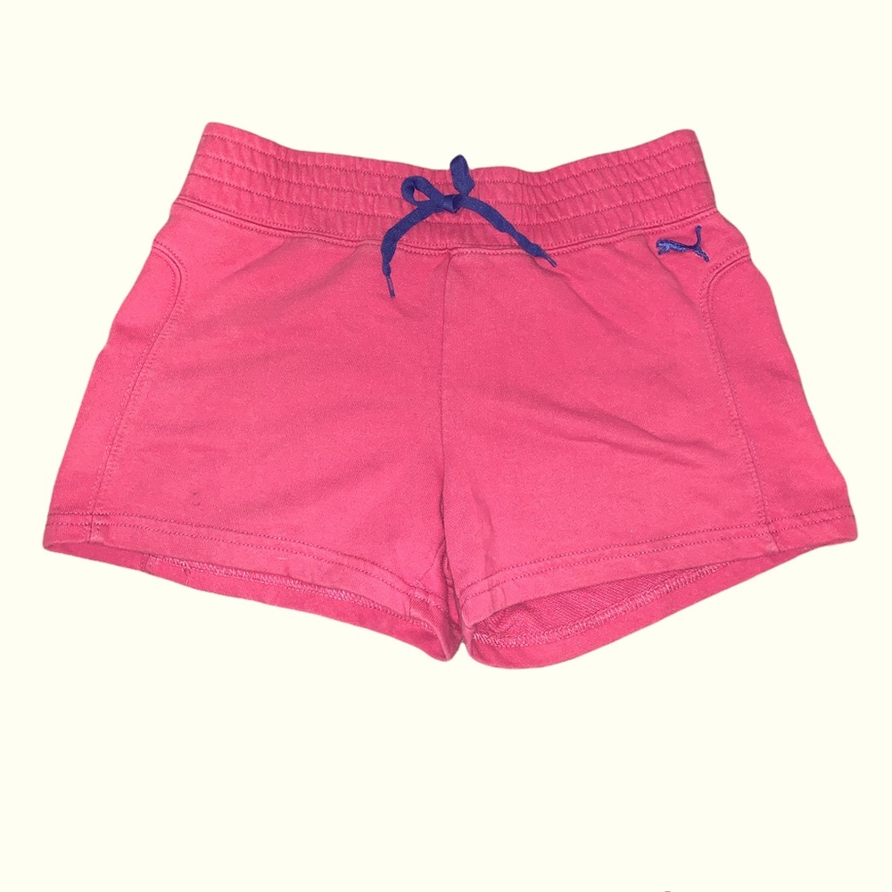 Girls Pink Puma Sweat Shorts